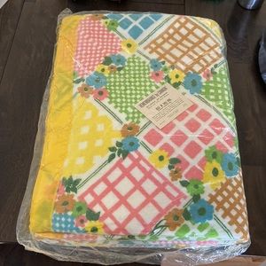 Vintage Cannon Remembrance Floral cottage core Blanket 80" x 90" NEW full rare